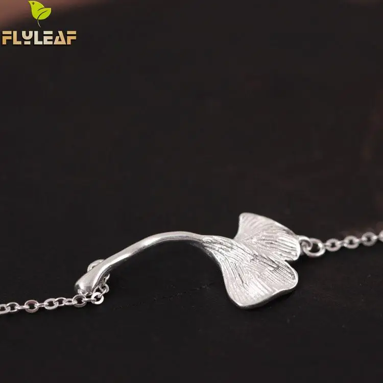 

Flyleaf 925 Sterling Silver Ginkgo Biloba Bracelets For Women High Quality Simple Femme Fashion Fine Jewelry