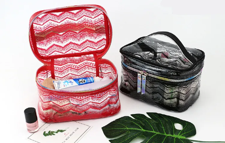 Прозрачный Сгущает ПВХ косметичка Travel Organizer Necessarie красота косметическое чехол Женская водостойкая Печать Макияж