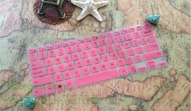 Силиконовая клавиатура для ноутбука кожного покрова для Dell Inspiron 14 3446 3447 3442 5442 14C 14CR 14 3000 серии 5000 серии - Цвет: pink