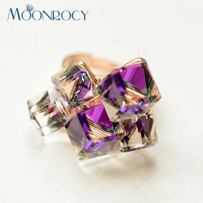 Женские кольца с фиолетовыми кристаллами MOONROCY модные ювелирные изделия цвета