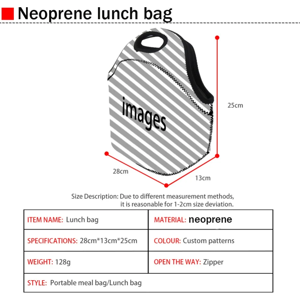 Nopersonality неопреновые мешки для обеда для школьников с математической формулой 3D печать мешок еды портативный термальный Пикник Ланч мешок