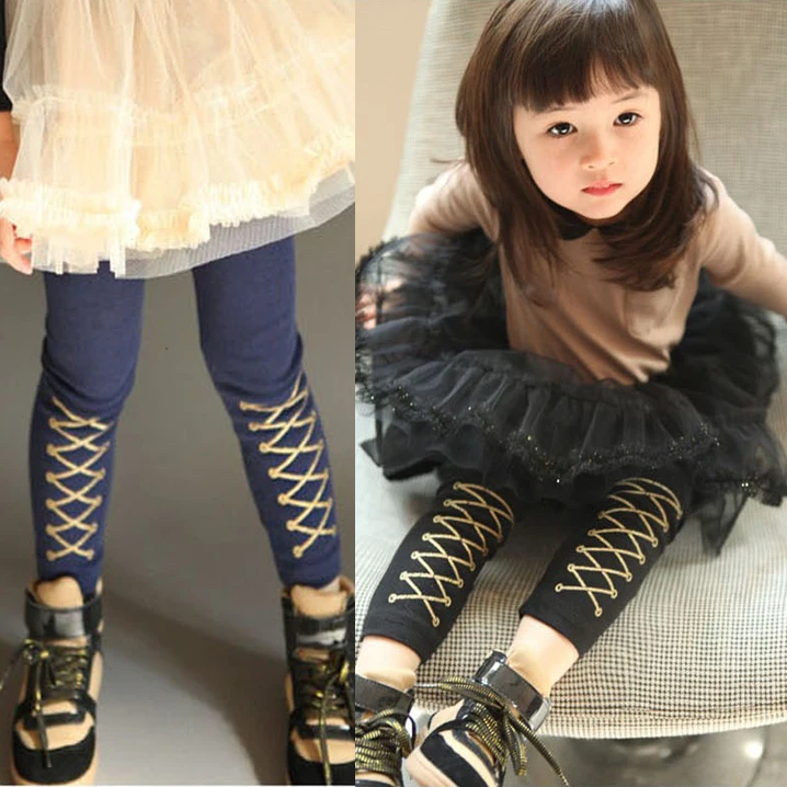 

2018 Spring Autumn 2-10 Year Children Birthday Gift Gray Blue Black Full Length Capri Pattern Little Baby Kids Girl Leggings