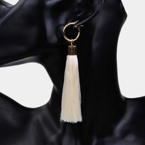 Amtal Women Metal Hoop with Long Tassel Earrings (4)