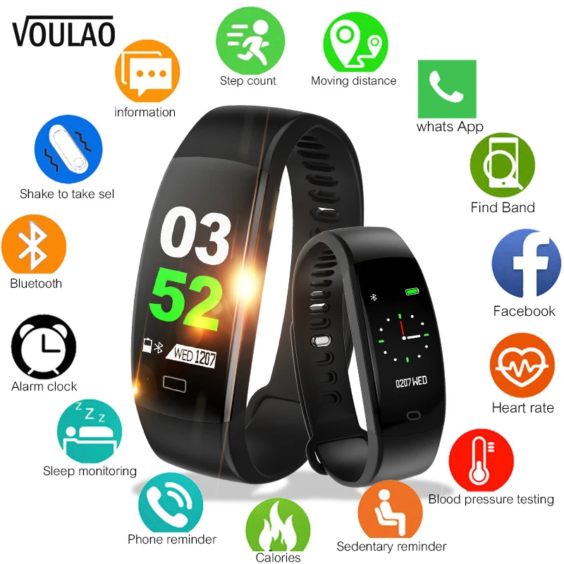 

VOULAO Smart Bracelet F64HR Smart Wristband Fitness Tracker Heart Rate Monitor Sport Band For IOS Android Touch Screen Smartband