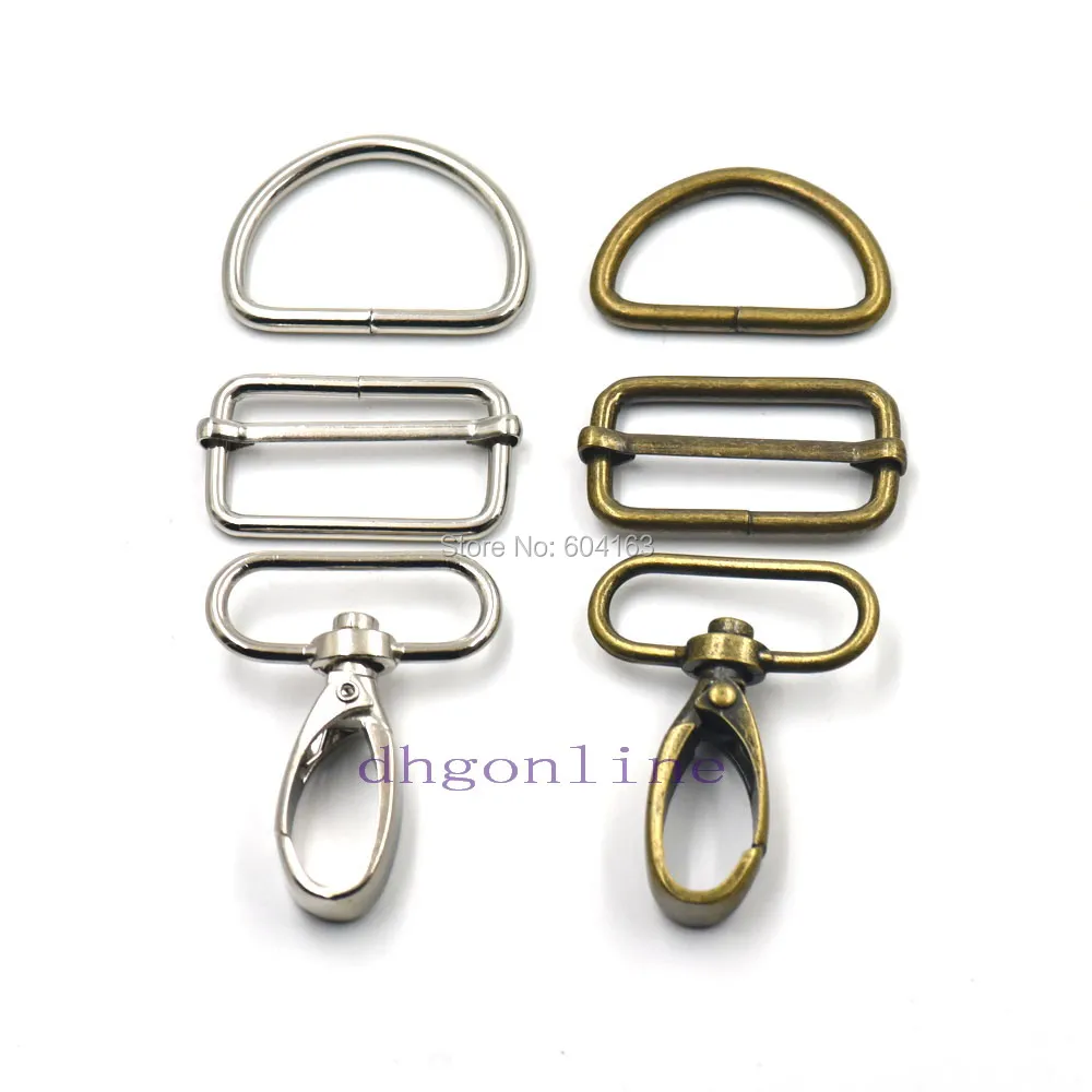 

5 Sets 1.5" 38mm Swivel Snap Hook Clips Buckles Triglides D ring Strap
