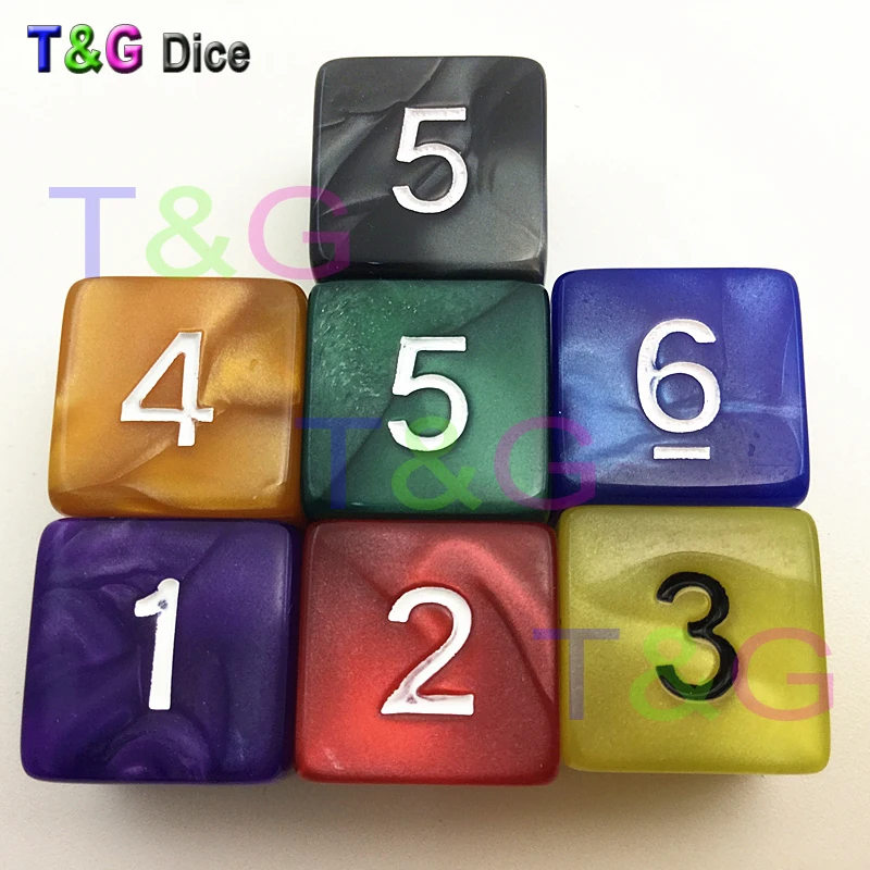 5 кубиков/комплект T& G Высокое качество Мульти D6 набор Игральный костей Мрамор эффект, d& d, 6 боковой Автомобильный цифровой тюнер для настольной игры, пластиковых гранул