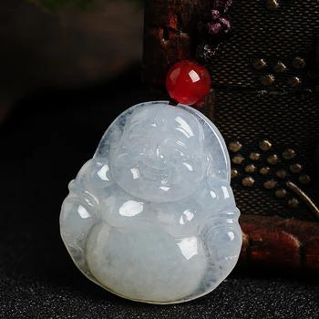 

Water embellish jade a cargo Jade Buddha Pendant Burma jade Bingbai smile Maitreya Buddha Pendant ice waxy kind Buddha jade pend