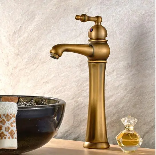 Новый водопроводной воды Европейский Стиль античная латунь ванной кран горячей и холодной Роскошные смеситель для умывальника Одной