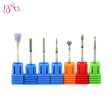 BNG 7 шт./лот алмазные фрезы, фрезы, фрезы для ногтей, сверла, металлические биты для электрического маникюра, фрезы для ногтей, аксессуары для чистки
