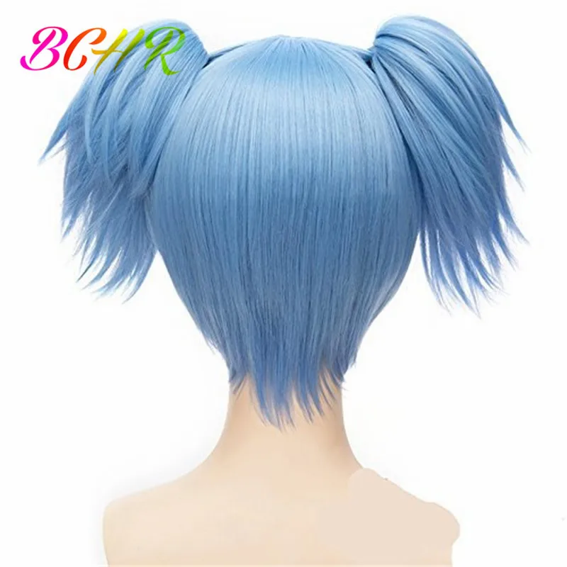 Harajuku Anime Assassination Classroom Shiota Nagisa Blue Pigtails Double Ponytails Cosplay Costume Wigs