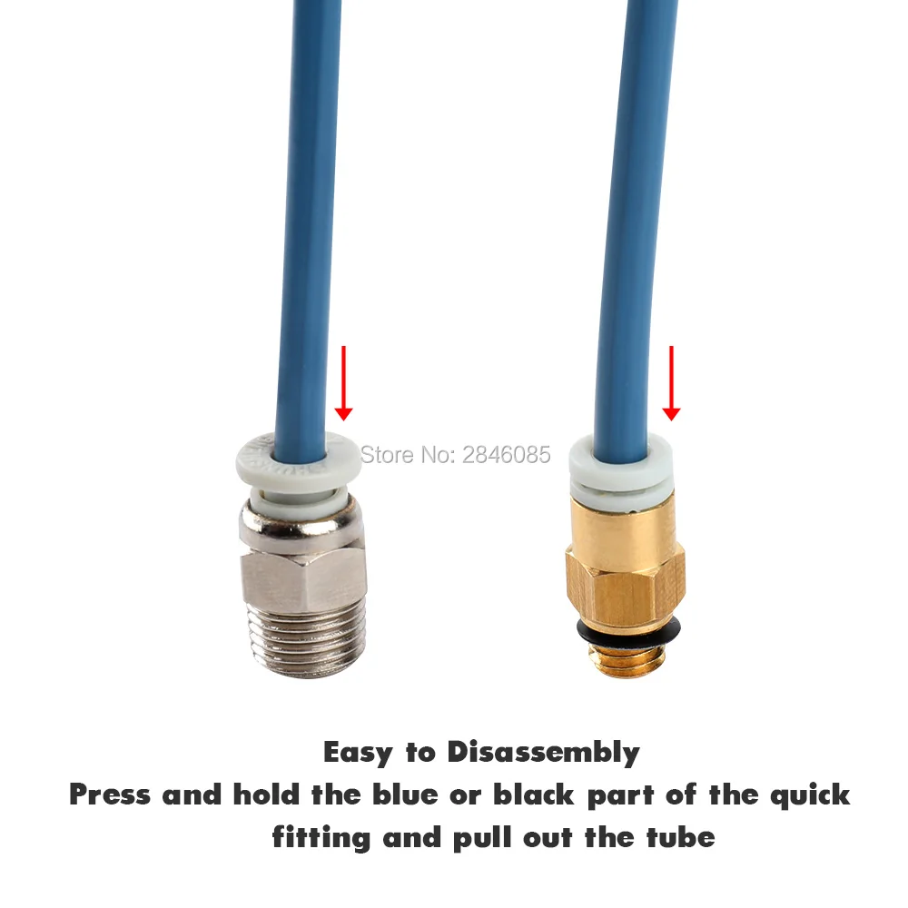 Козерога Боуден PTFE трубки XS серии 1 м+ 1 шт. Быстрый фитинг+ 1 шт. прямой Пневматический фитинг Нажмите для подключения для 3d принтера