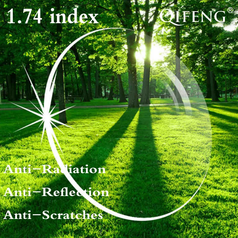 

1.74 Index Aspheric Prescription Lens CR-39 Myopia Presbyopia Hard Lens Anti-Reflective Glasses Anti-Radiation 2 PCS QF135