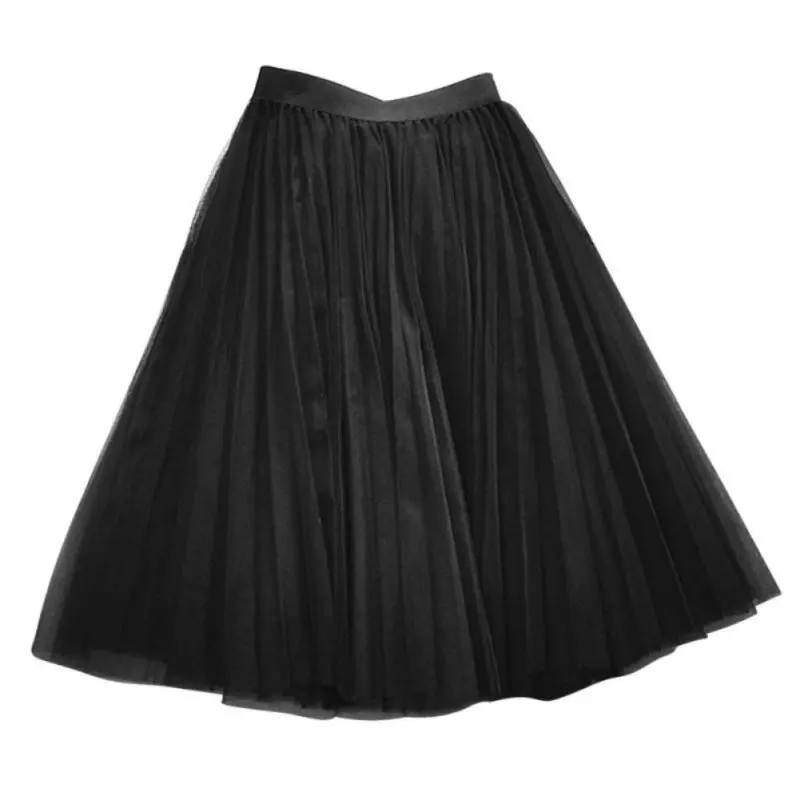 

Summer Girls Solid A-line Pleated Lolita Wedding Party Tulle Skirt Mini Skirts