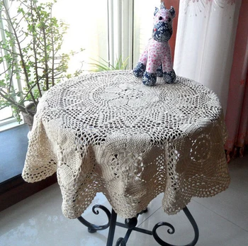 

Hand Crochet openwork Cotton Tablecloths drape Round Diameter 100CM Coffee Table cloth Furniture Cover cloth Cotton Doilies