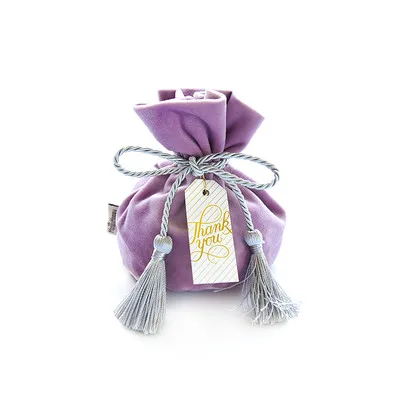 Роскошный фиолетовый свадебный сладкий подарок мешки с струнами бирки Бархатные конфеты сумки День рождения Свадьба подарок сумка упаковочные принадлежности - Цвет: Standard Card