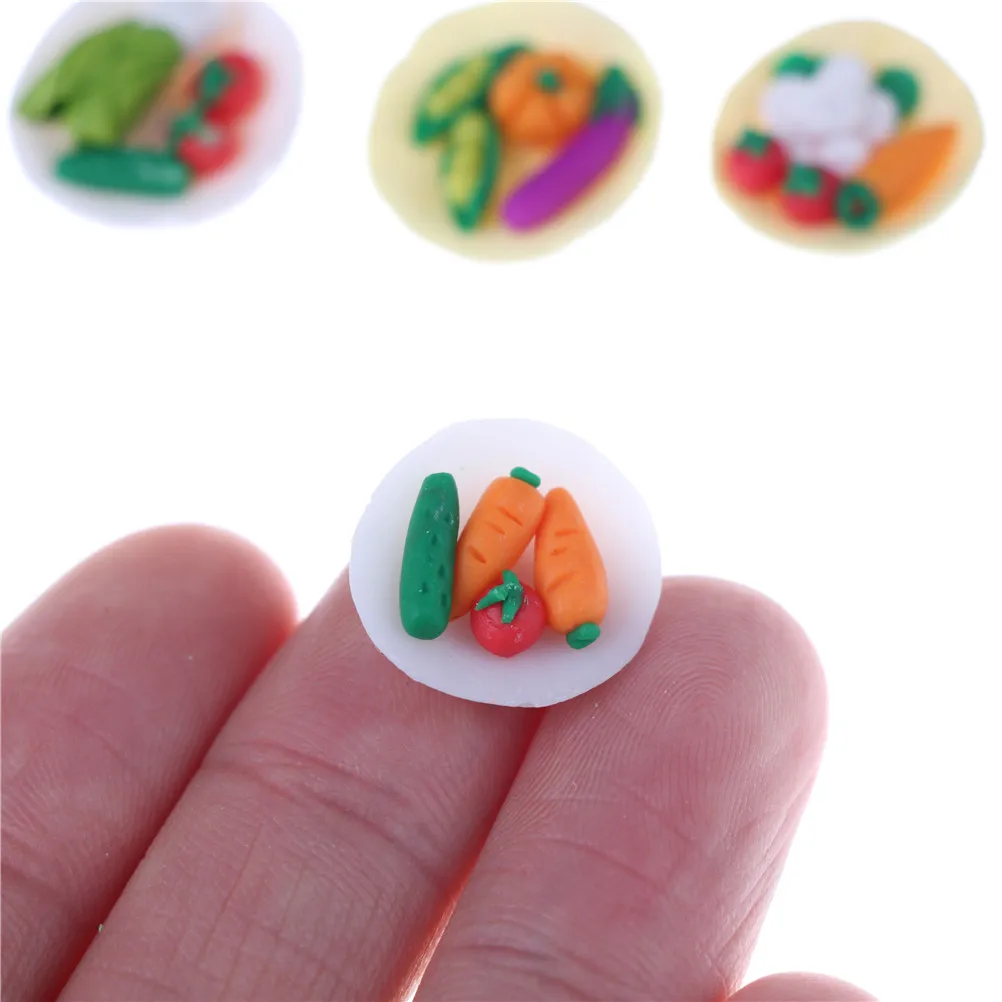 Mini Vegetables Dish PlateTable Decor Dollhouse Miniatures Food Classic