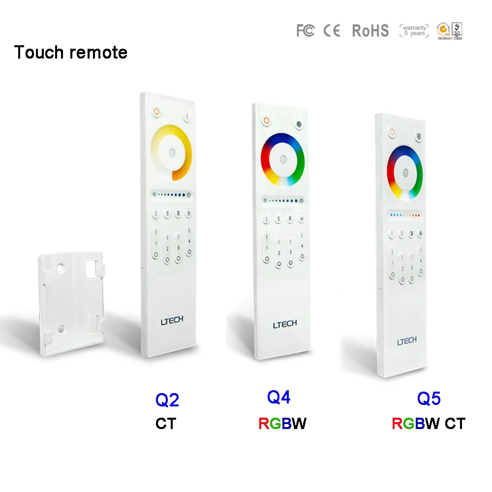 

LTECH Q2/Q4/Q5 4 Zones Wireless CT/RGBW/RGBW CT Touch Remote2.4GHz RF Signal Led Controller For Led strip Lights Tape