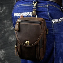 Crazy Horse воловья кожа Мужская маленькая сумка на бедрах из натуральной кожи винтажный бум 7 ''плечевой ремень через плечо плечевая сумка сумки