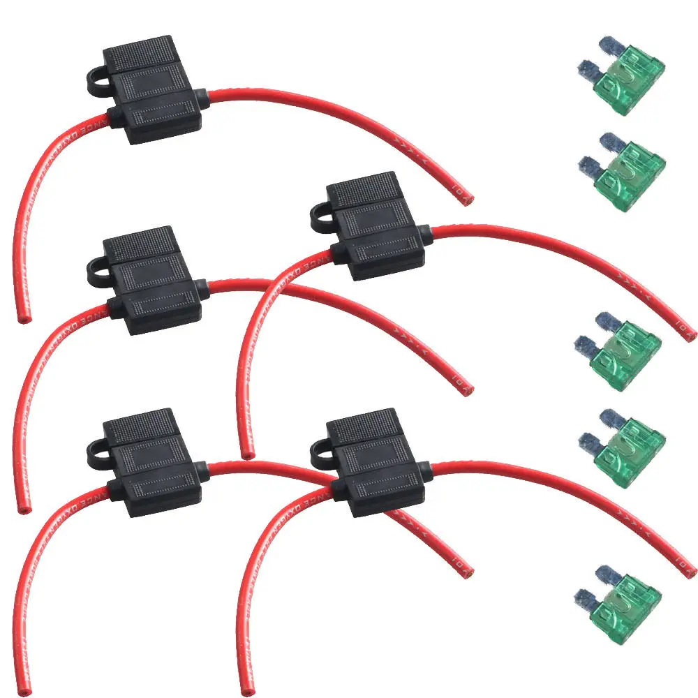 

EE support 5Pcs Car ATC Fuse Holder Box IN-LINE AWG Wire Copper 12V 30A 12 Gauge Sales XY01