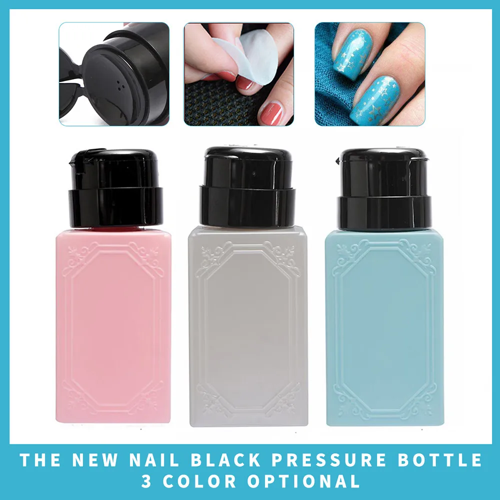 

1PC 150ml Plastic Nail Art Mini Pump Dispenser Empty Bottle Remover Cleaner Liquid Container Storage Small Pressure bottle se13