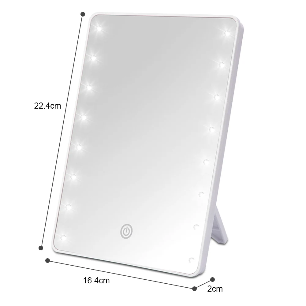 Makeup Mirror Folded 16 LEDs Touch Screen Dimmer Battery USB Switch with Operated Stand For Cosmetic Bedroom Tabletop Bathroom