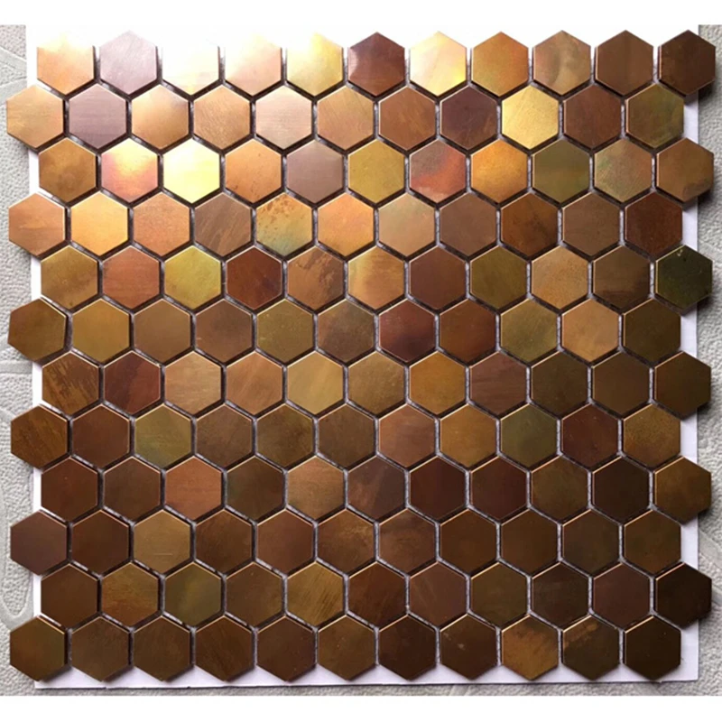 六角形 ローズゴールドメタルのモザイクタイル キッチンのモザイクタイル レトロな工業スタイル Mosaic Making Aliexpress