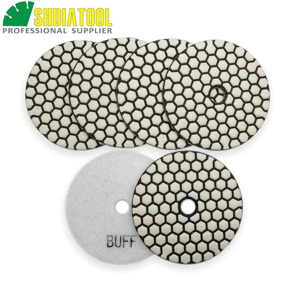 SHDIATOOL 6 шт 100 мм # White Buff B сухая полировальная прокладка для гранита мрамора