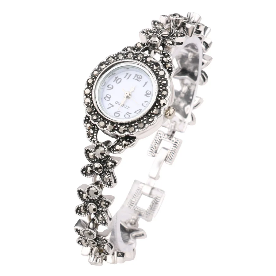 

Retro Silver Quartz Wristwatch Women's Bracelet Watches Top Brand Luxury Lady Dress Watches Crystal Jewelry Gifts Reloj Mujer