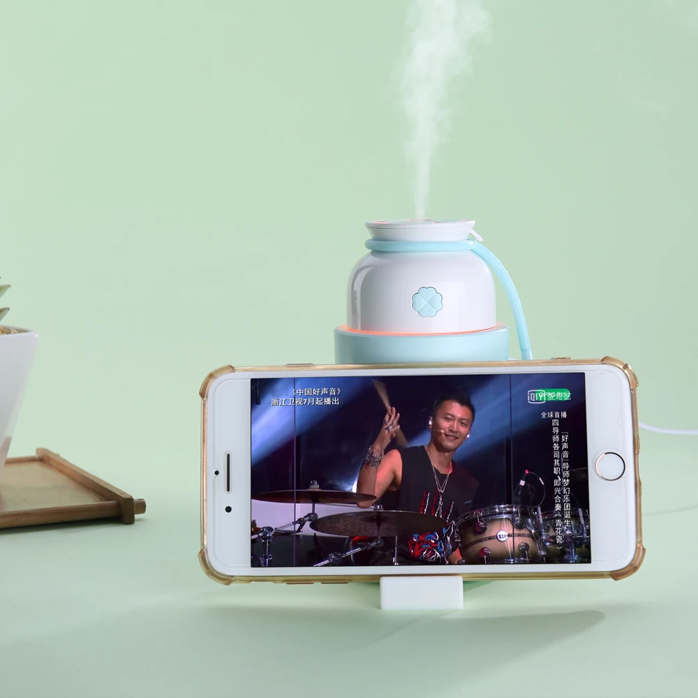 

Mobile Phone Holder Humidifier USB Aroma Diffuser with LED Light 220ML Mini Ultrasonic Air Purifier Humidifier for Home Car