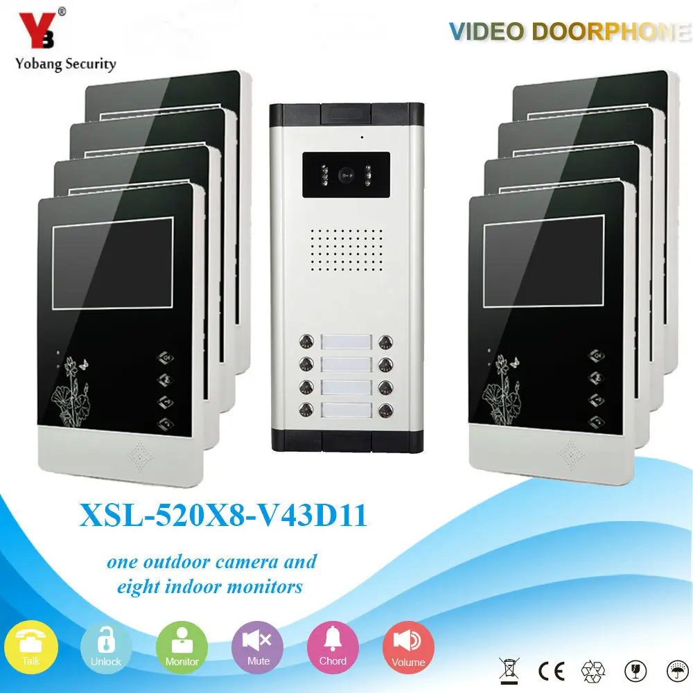 Yobang Security 4.3\ Video Door Entry Security Intercom System For 8 Floor Apartment Building Doorbell Door Phone Interphone Yobang Security 4.3\ Video Door Entry Security Intercom System For 8 Floor Apartment Building Doorbell Door Phone Interphone