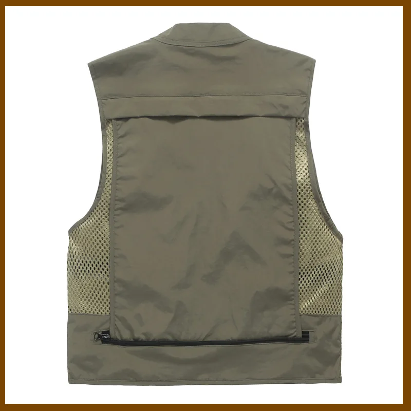 DFLYHLH Men Multi-Pocket Plus Size Casual Waistcoat Male Breathable Mesh Work Photographer Vest