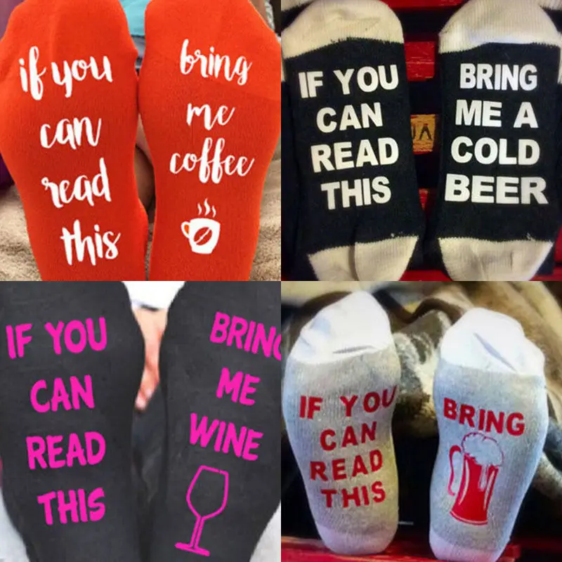 Женские и мужские повседневные носки ITFABS модные с рюшами надписью Bring Me A Wine Humor