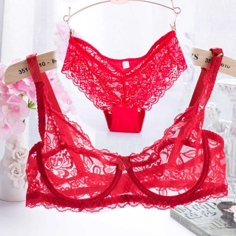 cute underwear sets 2022 New Lace Bra Set Plus Size Sexy Padded Bras Women Bra Sets Floral Push Up Underwire Bras Underwear Women Lingerie set sexy underwear sets