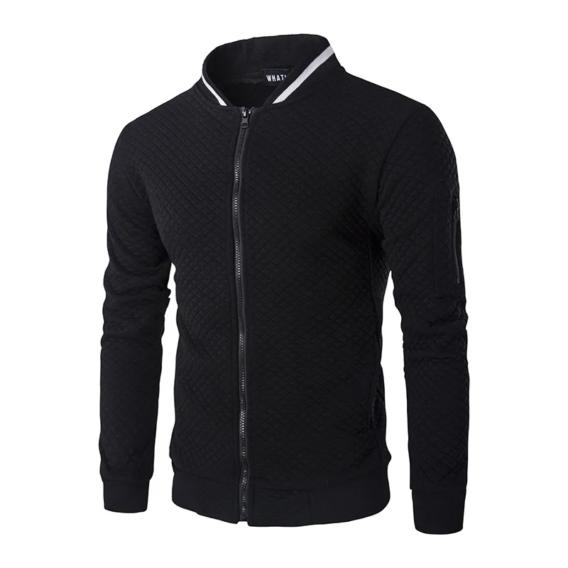 Hot 2018 New Trend White Fashion Men Jacket Men Veste Homme Bomber Fit Argyle Zipper Varsity Jacket Casual Jacket For Fall
