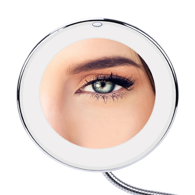

Dropshipping LED Light 360 Degree Rotating 10X Folding Magnifying cosmetic Bathroom Folding Makeup mirror