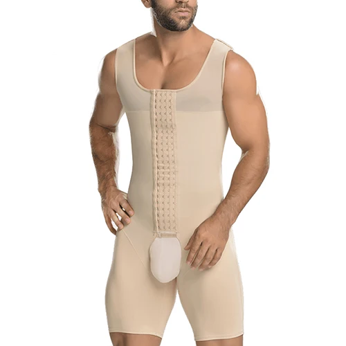 AICONL Fajas modeladoras Body Shaper Bodysuit Men Underwear Butt Lifter Zip Girdle Black