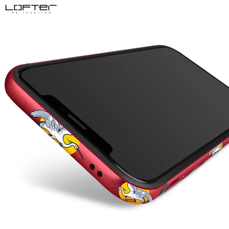 Ретро металлический бампер для телефона для iPhone X чехол s для iPhone XS Max чехол с мультяшным краном алюминиевый Силиконовый противоударный чехол - Цвет: Red