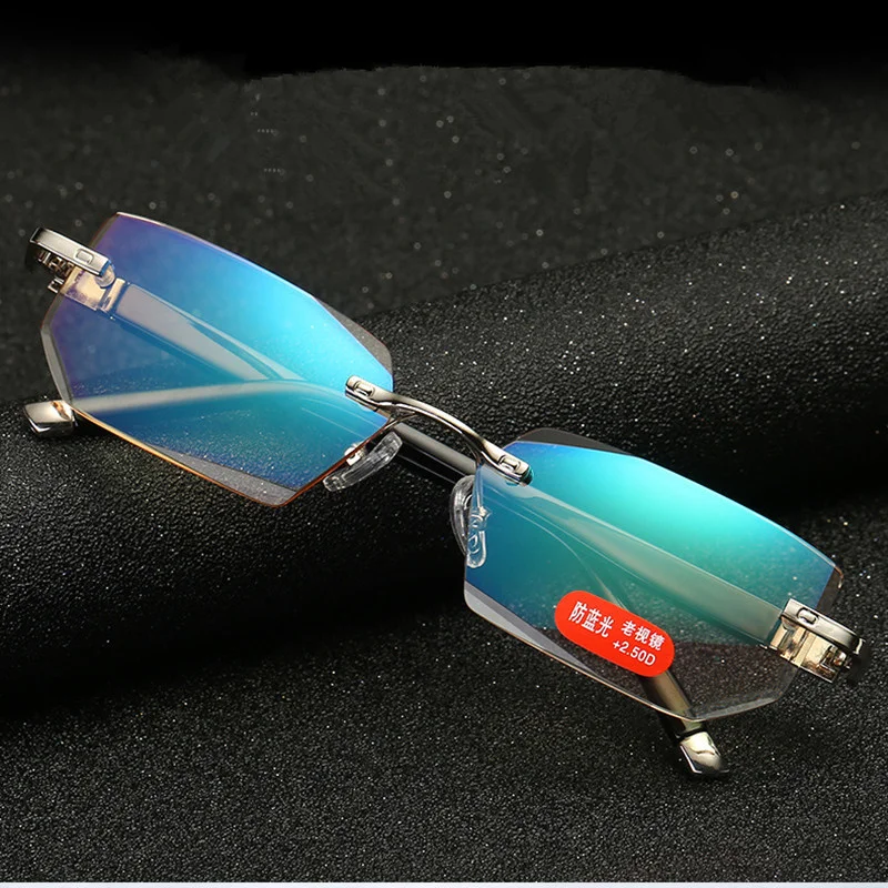 New Anti Blue Light Reading Glasses Ultra Light Borderless men business