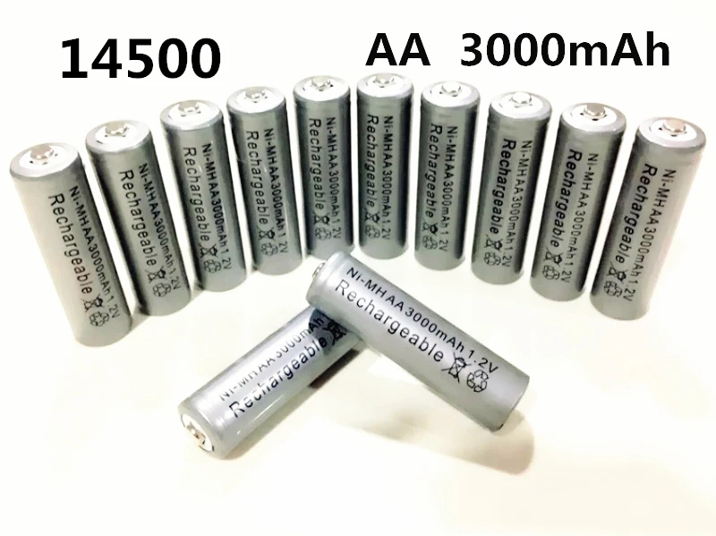 

14500 Rechargeable Battery AA 3000mAh 1.2V NI-MH LED Toys Player Toys Recycling Batteries Mix Colors GTL EvreFire