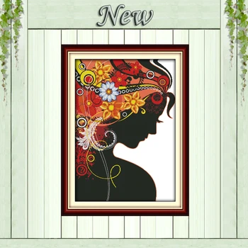 

Flower faery Girl Painting woman Drawing counted print on canvas 14CT 11CT DIY DMC Cross Stitch kits Needlework Sets Embroidery