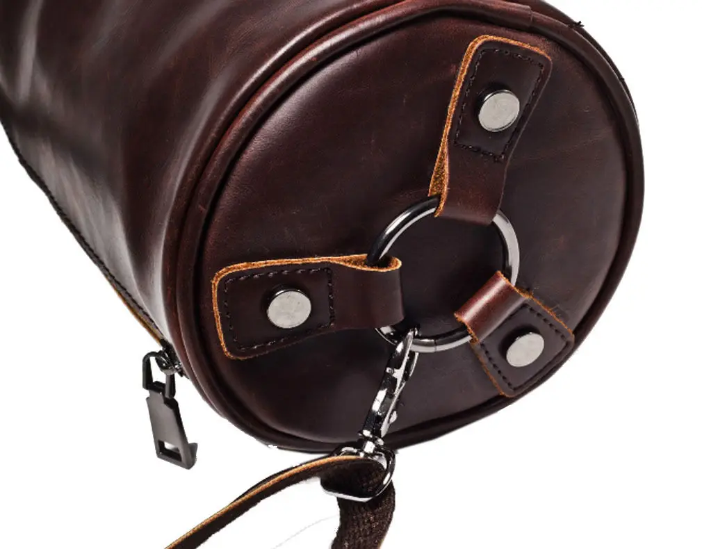 Мужская винтажная цилиндрическая сумка через плечо из кожи Crazy Horse высокого качества