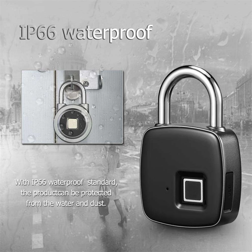 

Smart Fingerprint Lock Waterproof AntiTheft Security Digital Electronic Padlock Bluetooth Home Door Locks Rechargeable Locker