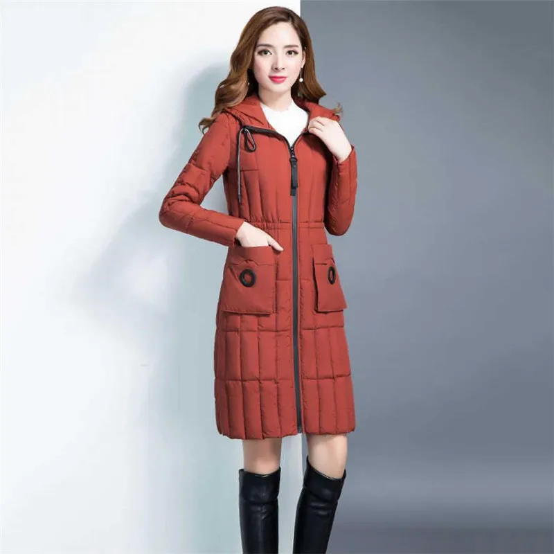 

2019 light Down Cotton Clothes Women's Long section Large Size Korean Slim Hooded Parka Coat Winter Women Jacket Girls Tops V882