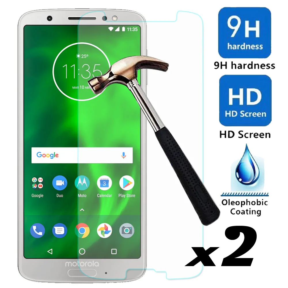 

2psc/lot 9H Tempered Glass Screen Protector Ultra Thin Explosion-proof Front Guard Glass Films For Motorola Moto G6 / G6 Play