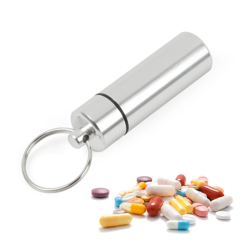 

1 PC Aluminum Waterproof Pill Box Containers Cache Drugs Container Holder Key Chain Medicine Box Health Care