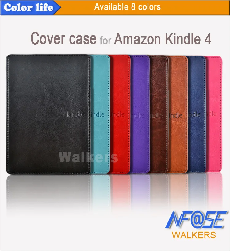 

Luxury Leather Case Cover with Clasp/strip for Amazon Kindle 4 4th/5th free shipping