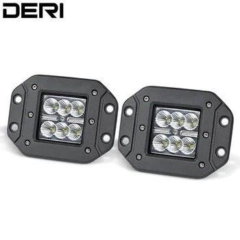 

2Pcs 18W Led Work Light Flush Mount Driving Light Offroad Flood Spot Beam Super Lighting For Jeep SUV ATV UTV UAZ Car styling