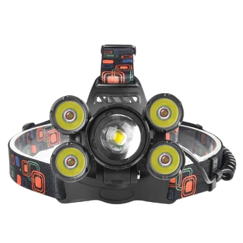 

Strong Headlights T6 Outdoor Head-Mounted Flashlight Charging Night Fishing Lights Rotating Zoom Headlights