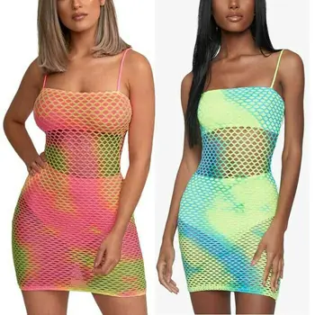 

2019 Sexy Summer Women's Mesh Hollow Out Bikini Cover-Ups Beachwear Swimwear Beach Wear Cover Up Bodycon Fish Net Mini Dresses