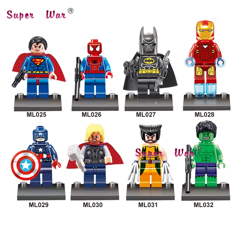 10Set-MR138 10 комплектов комиксов Marvel, серия 6, Мстители, Тор, Железный человек, Халк, Бэтмен, Супермен, Росомаха, блоки, игрушки, модель, кирпичи для детей - Цвет: 10Set-MR138